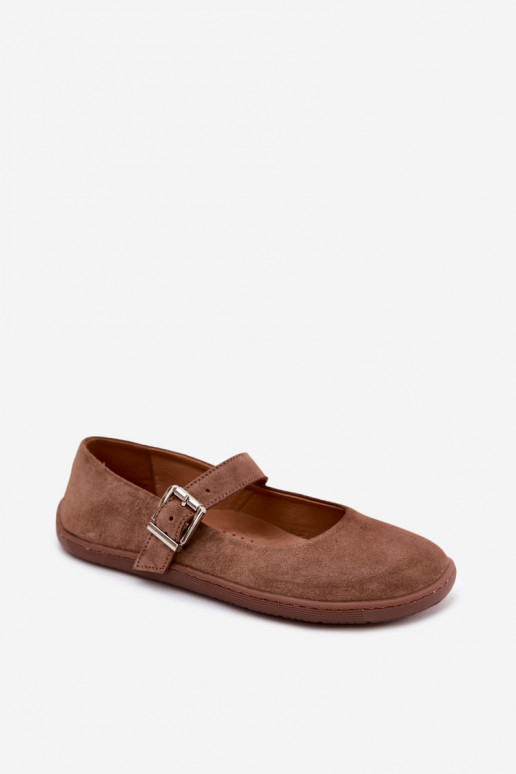 Barefoot baleríny s umelou kožou Zazoo 316 v hnedej farbe