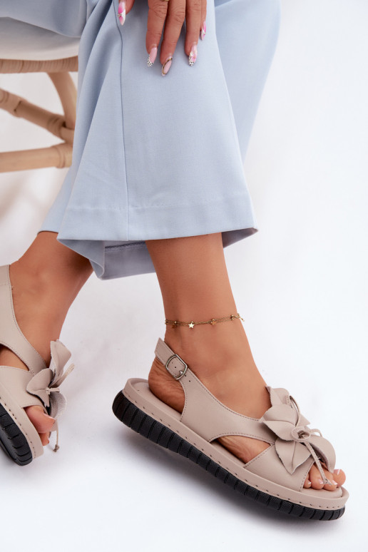 Dámske sandále Dámske S Ornatem s kvetmiem Vinceza 66917 béžová