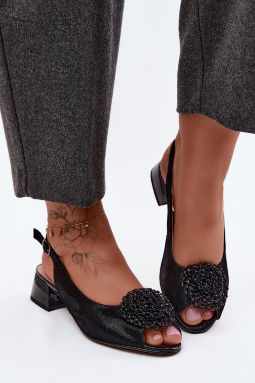 Dámske sandále Dámske Zapnuté Klocku s ozdobami D&A CR61-3030 čierna