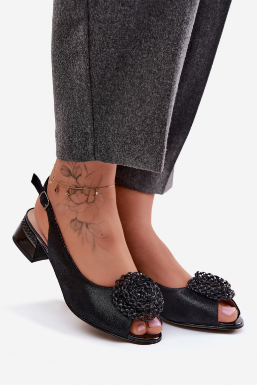 Dámske sandále Dámske Zapnuté Klocku s ozdobami D&A CR61-3030 čierna