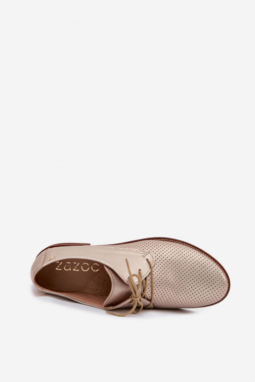 Kožené topánky Dámske Elegantný štýl so šnúrkami Zazoo 4238 zlatej farby