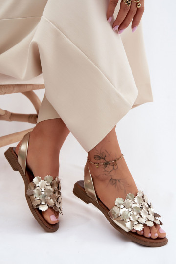 Dámske sandále so širokými podpätkami Zazoo 40468 zlatej farby