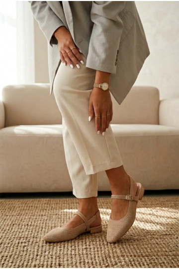 materiál sandále Balerínky Dámske s popruhmi béžová Selrene 2