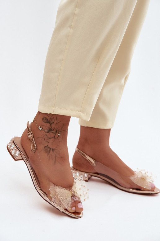 Dámske sandále Perregimi so stuhami D&A MR61-9001 farba ružového zlata