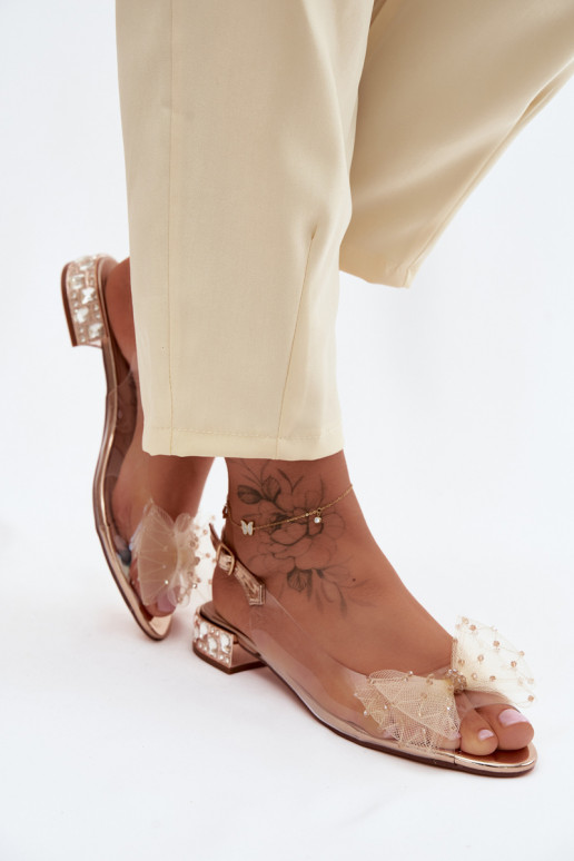 Dámske sandále Perregimi so stuhami D&A MR61-9001 farba ružového zlata