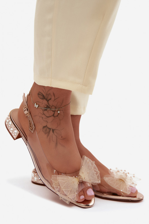 Dámske sandále Perregimi so stuhami D&A MR61-9001 farba ružového zlata