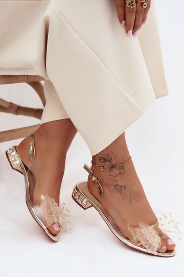 Dámske sandále Perregimi so stuhami D&A MR61-9001 zlatej farby