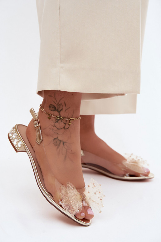 Dámske sandále Perregimi so stuhami D&A MR61-9001 zlatej farby