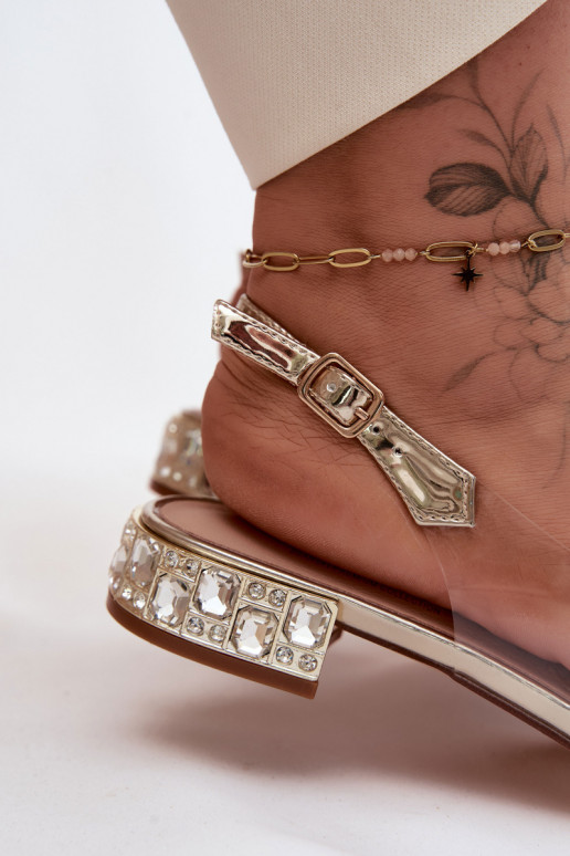 Dámske sandále Perregimi so stuhami D&A MR61-9001 zlatej farby