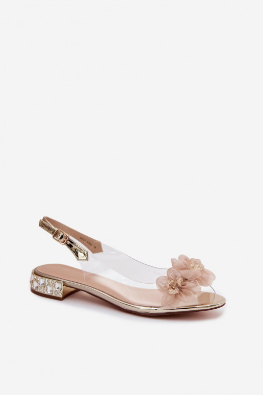 Perregimi sandále so svietiacimi otvormi I SiateczkoInymi s kvetinovými motívmiami D&A MR61-9006 zlatej farby