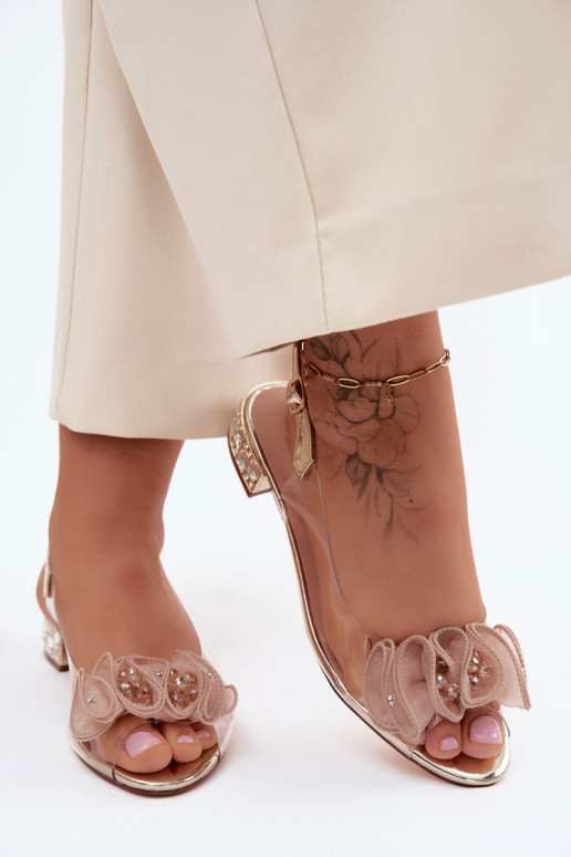 Dámske sandále Perregimi so svietiacimi otvormi D&A MR61-9002 zlatej farby