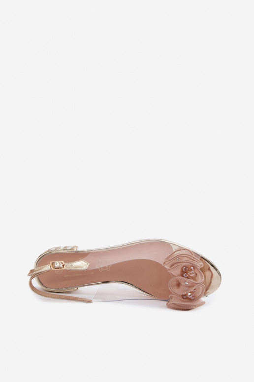 Dámske sandále Perregimi so svietiacimi otvormi D&A MR61-9002 zlatej farby