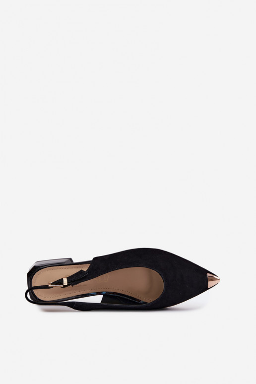 Kožené Dámske semišové sandále Zapnuté nízkom opätku D&A CR61-3050 čierna