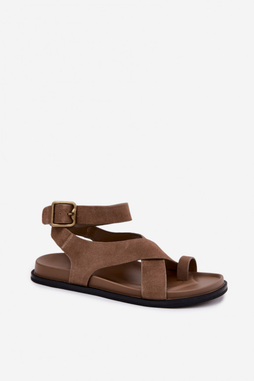 Ploché sandáleZapnutéturalnego zo semišuu D&A CR61-3049 béžová