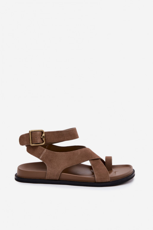 Ploché sandáleZapnutéturalnego zo semišuu D&A CR61-3049 béžová