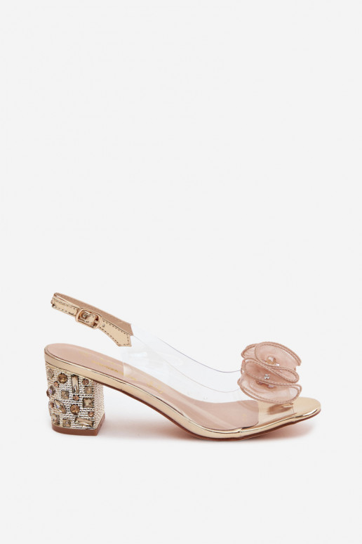 Perregimi sandále s podpätkami so svietiacimi otvormi D&A MR61-9012 zlatej farby