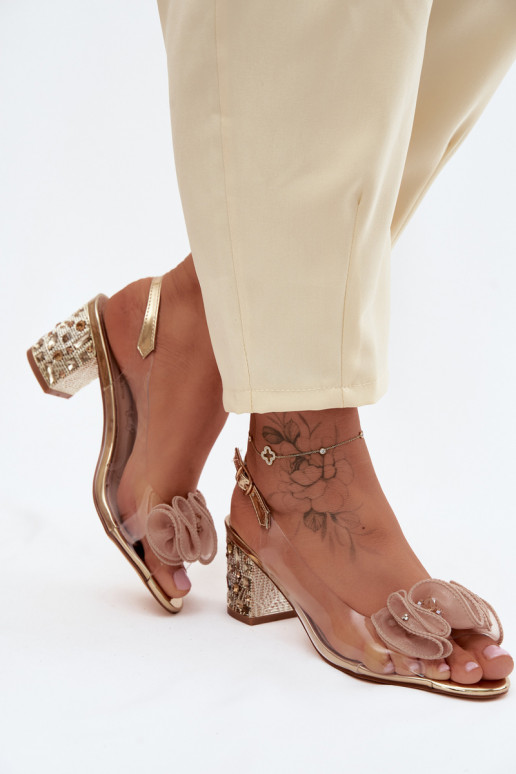 Perregimi sandále s podpätkami so svietiacimi otvormi D&A MR61-9012 zlatej farby