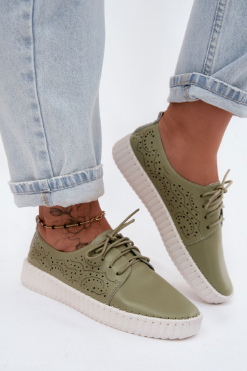 s prvkami prelamovania topánky Dámske so šnúrkami zelená farba Pearla