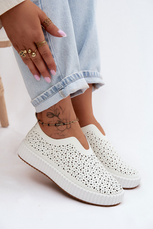 s prvkami prelamovania Trvalý model topánky s platformou biela farba Glamma