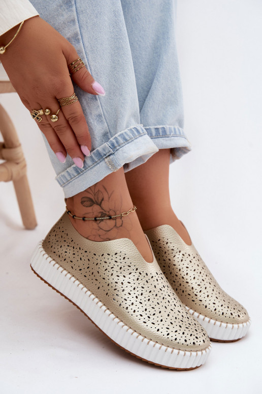 s prvkami prelamovania Trvalý model topánky s platformou zlatej farby Glamma