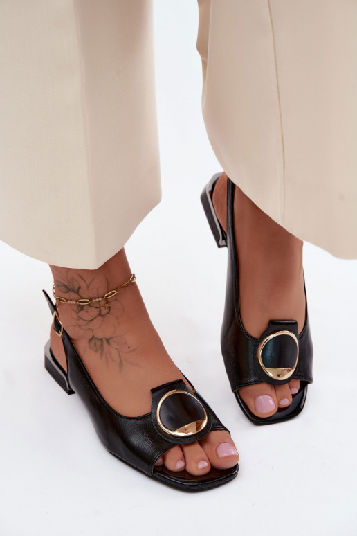 Dámske sandále so širokými podpätkami s ozdobami čierna Glima