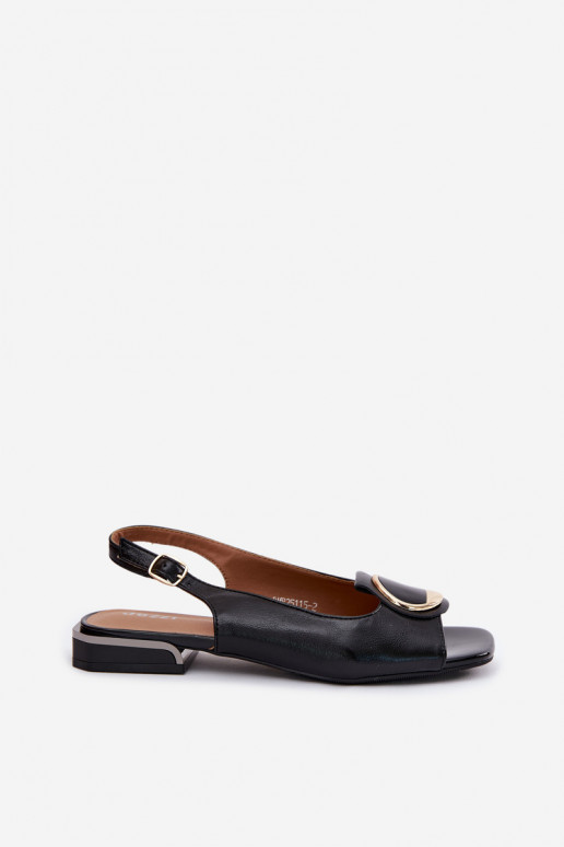 Dámske sandále so širokými podpätkami s ozdobami čierna Glima