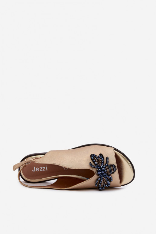 s leskom Dámske sandále s ozdobami rovná sa zlatej farby Russona