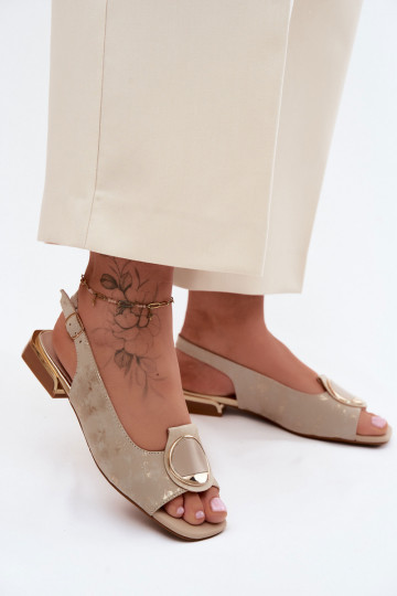 Dámske sandále so širokými podpätkami s ozdobami zlatej farby Glima 2