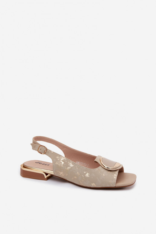 Dámske sandále so širokými podpätkami s ozdobami zlatej farby Glima