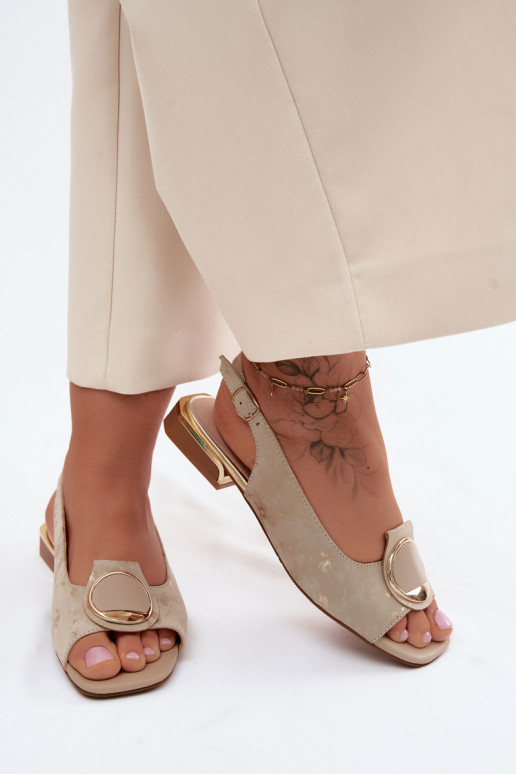 Dámske sandále so širokými podpätkami s ozdobami zlatej farby Glima