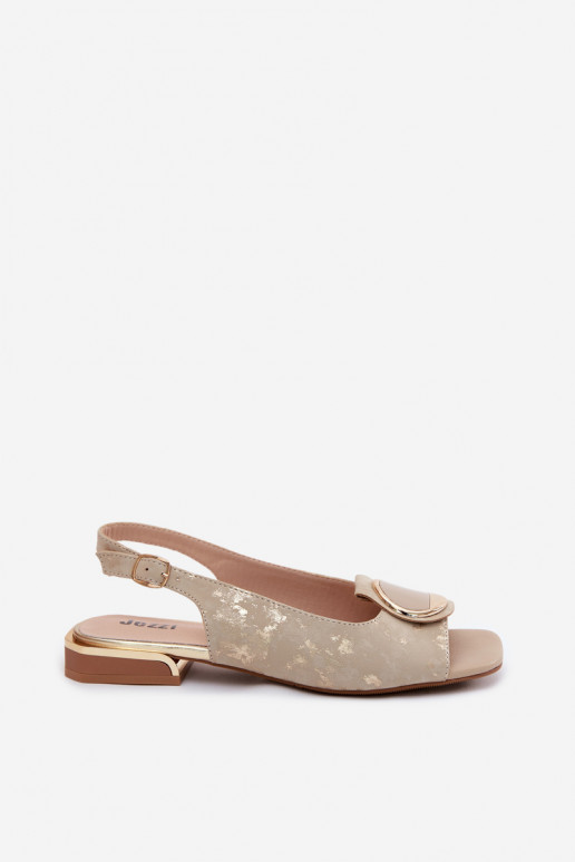 Dámske sandále so širokými podpätkami s ozdobami zlatej farby Glima