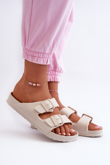 Dámske penové žabky s prackami béžová Luciene 2