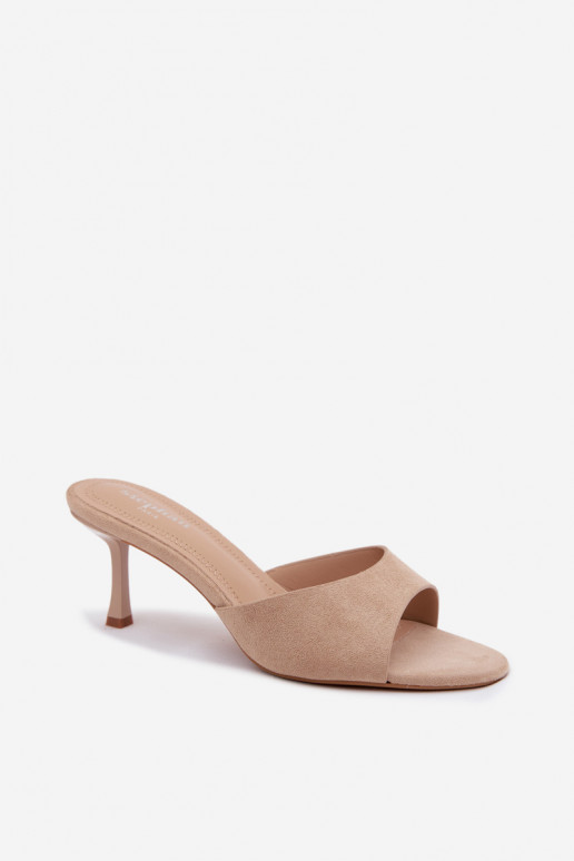 PapučeImitacji zo semišuu s tenkými podpätkami béžová Melissea