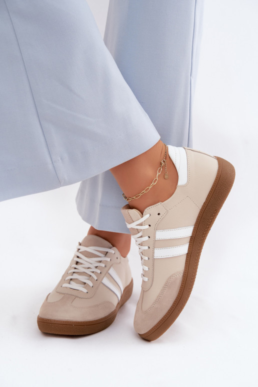 Zazoo N1068 Kožené Nízka Tenisky model obuvi Dámske béžová