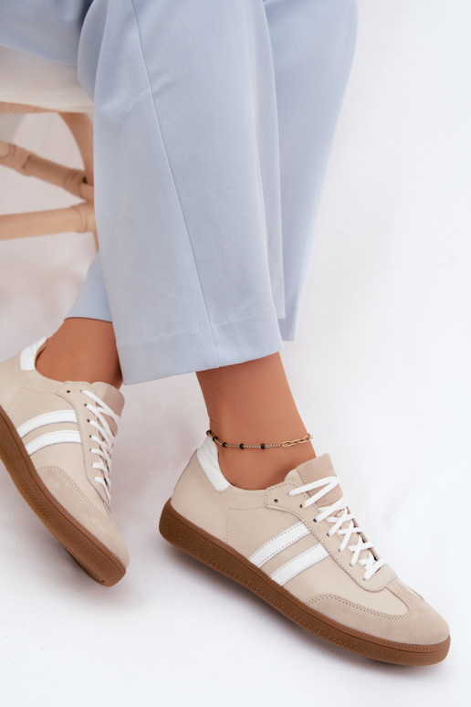 Zazoo N1068 Kožené Nízka Tenisky model obuvi Dámske béžová