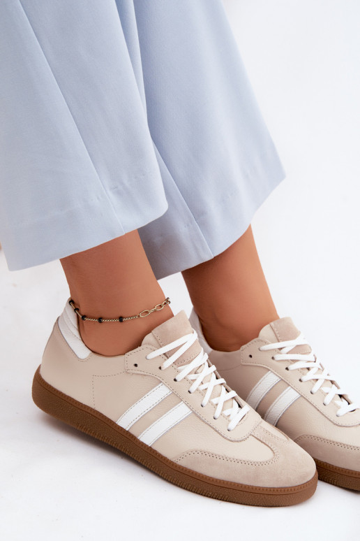 Zazoo N1068 Kožené Nízka Tenisky model obuvi Dámske béžová