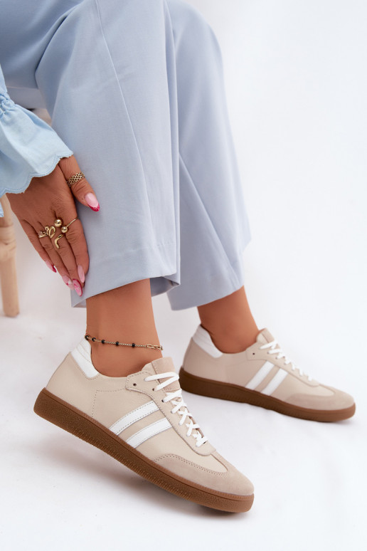 Zazoo N1068 Kožené Nízka Tenisky model obuvi Dámske béžová