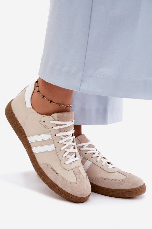 Zazoo N1068 Kožené Nízka Tenisky model obuvi Dámske béžová