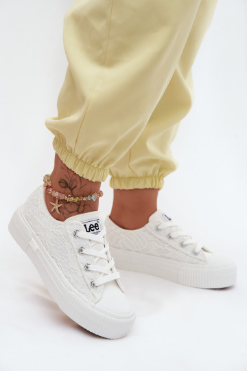 s čipkovými motívmi Bežná obuv s platformou LEE ISLA LACE INOMEN LOIN 50261003.1FG biela farba 2
