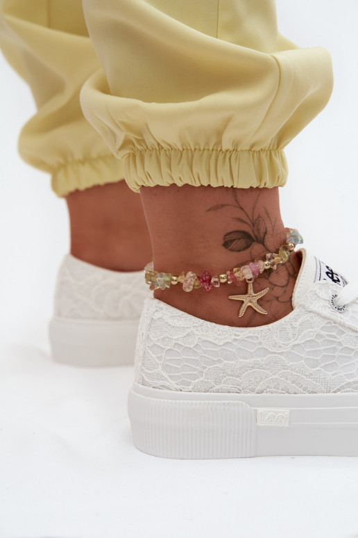 s čipkovými motívmi Bežná obuv s platformou LEE ISLA LACE INOMEN LOIN 50261003.1FG biela farba