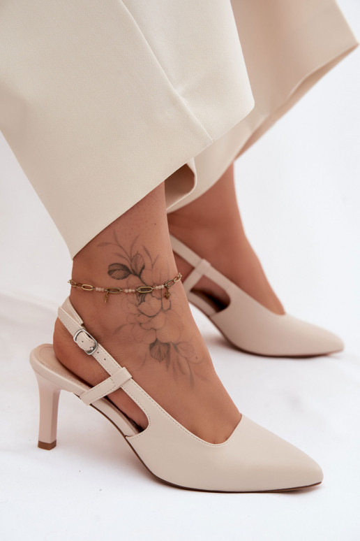 Dámske sandále s podpätkami Sergio Leone SK157 béžová