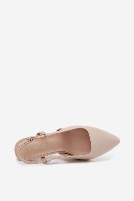 Dámske sandále s podpätkami Sergio Leone SK157 béžová