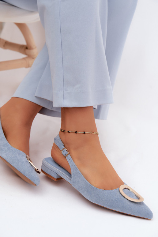 Dámske sandále so širokými podpätkami s ozdobami Modrá Sparkle