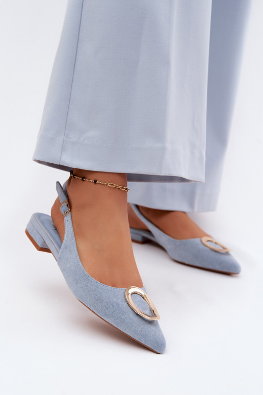 Dámske sandále so širokými podpätkami s ozdobami Modrá Sparkle