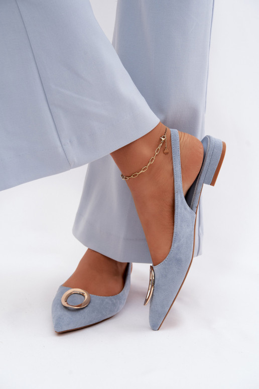 Dámske sandále so širokými podpätkami s ozdobami Modrá Sparkle