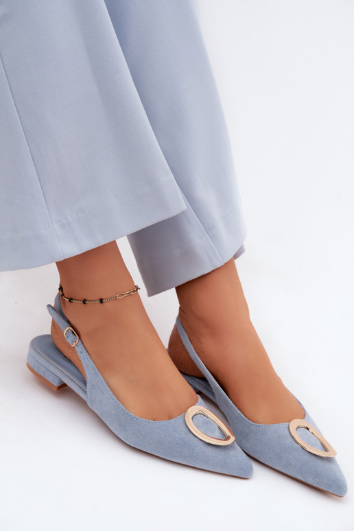 Dámske sandále so širokými podpätkami s ozdobami Modrá Sparkle