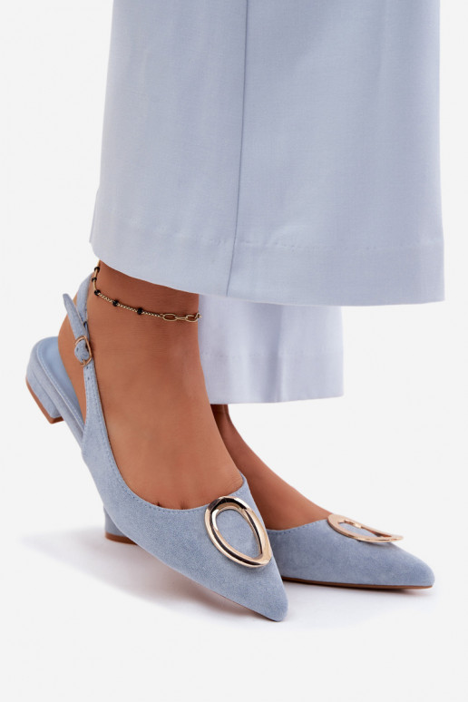 Dámske sandále so širokými podpätkami s ozdobami Modrá Sparkle