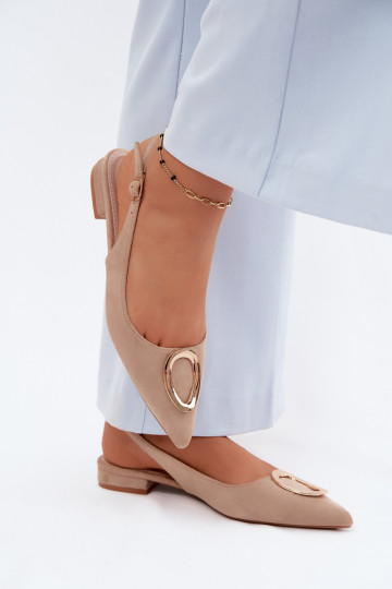 Dámske sandále so širokými podpätkami s ozdobami béžová Sparkle