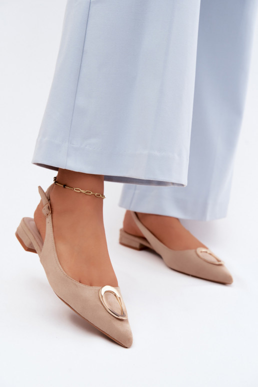 Dámske sandále so širokými podpätkami s ozdobami béžová Sparkle