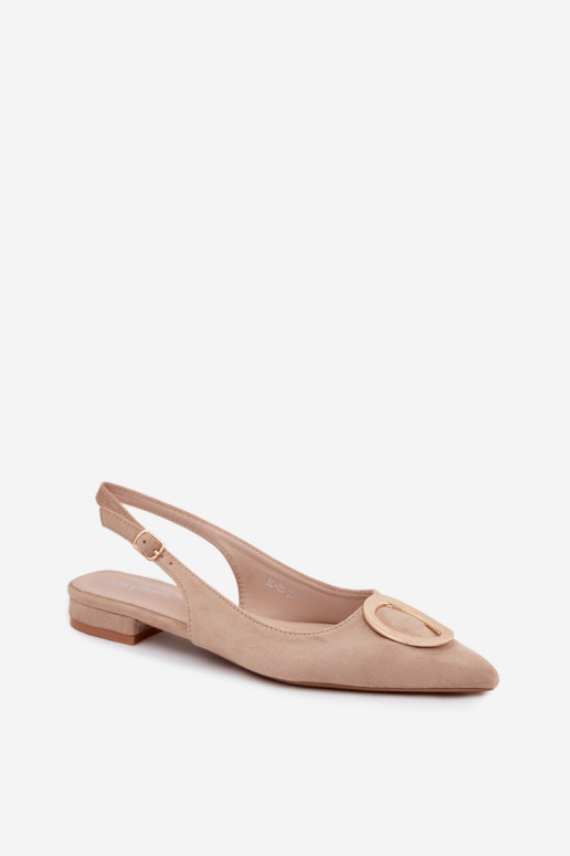 Dámske sandále so širokými podpätkami s ozdobami béžová Sparkle